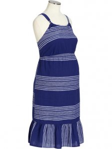 ON - Maternity Striped Linen-Blend Sundress XL.jpg